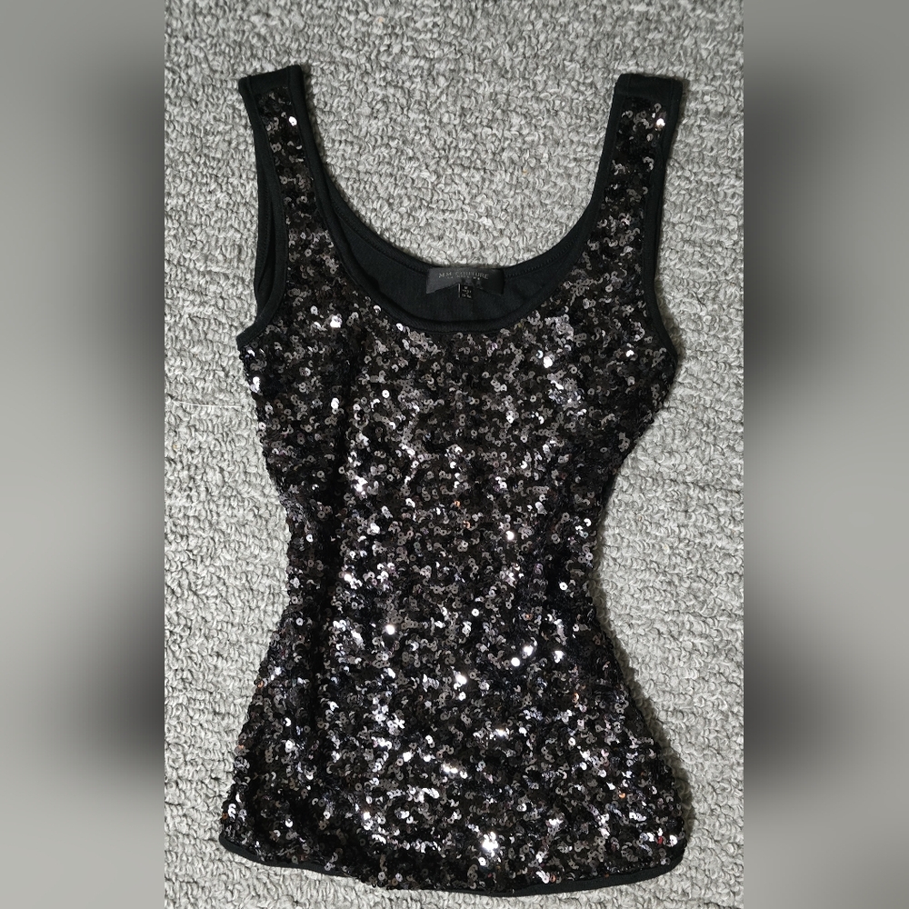 MM Couture Black Sequin Tank Top